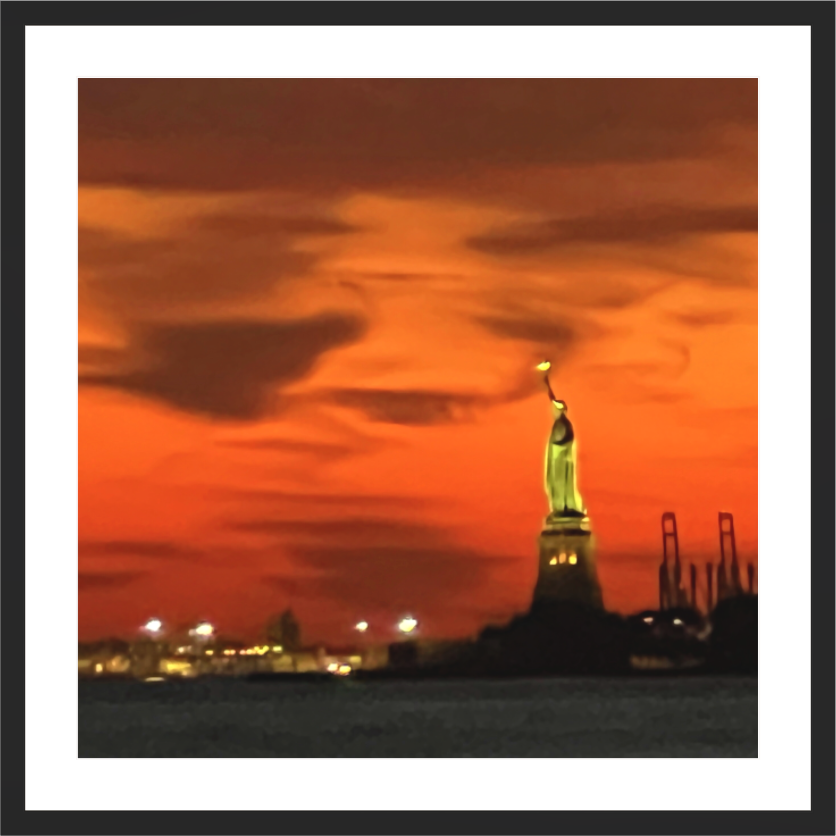 Main image Art Print, Statue of Liberty Photo, Red Halloween Sky, October Wall Decor, Bold Jewel Tones, Home Office Decoration, Holiday Gift, Wall Art
